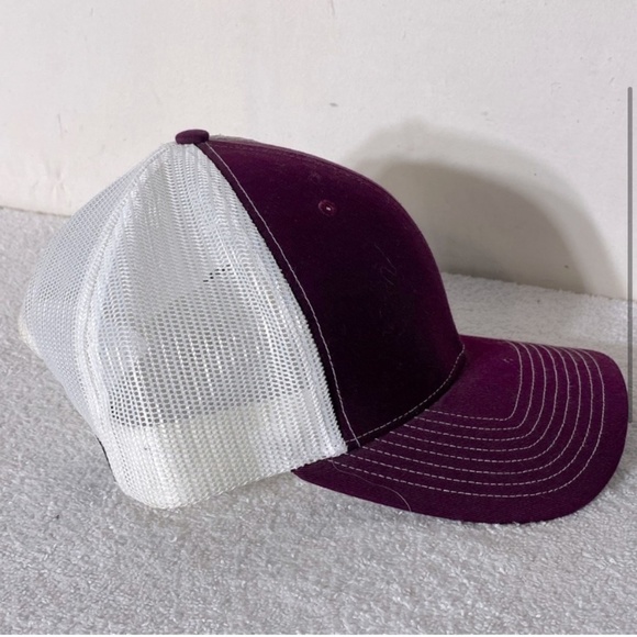 5/$25 WYR Richardson Burgundy White Mesh Back Snap Back Trucker Style Hat - Picture 3 of 11